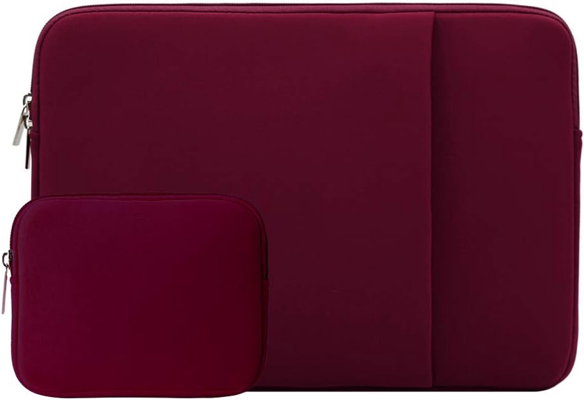 Laptop sleeve - 13 inch - 2-piece - Laptop bag - Suitable for 13 inch laptop - with extra case - Red