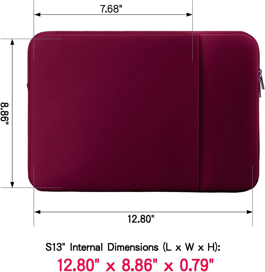 Laptop sleeve - 13 inch - 2-piece - Laptop bag - Suitable for 13 inch laptop - with extra case - Red