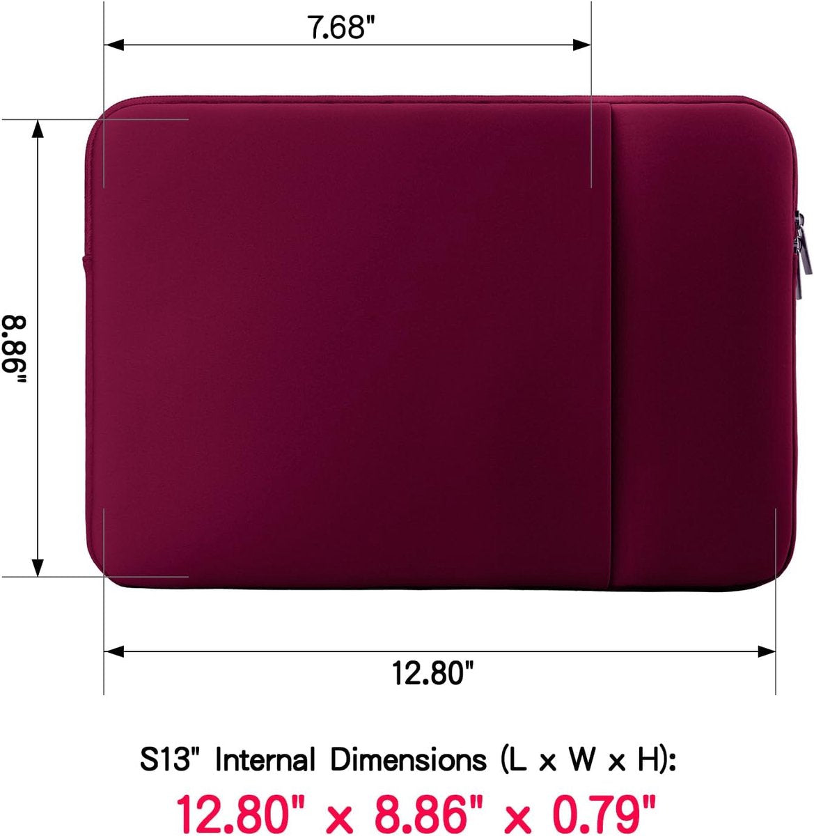Laptop sleeve - 13 inch - 2-piece - Laptop bag - Suitable for 13 inch laptop - with extra case - Red