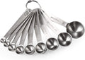 Measuring Spoons Set - 9 Pieces - Measuring Spoons Cups - BPA Free - Measuring Spoons - Measuring Spoons - Gram & ML Weighing - Measuring Spoons - Measuring Cups Spoons - Measuring Spoons - Stainless Steel - Silver - 15ml / 7.5ml / 5ml / 3.75ml / 2.5ml /