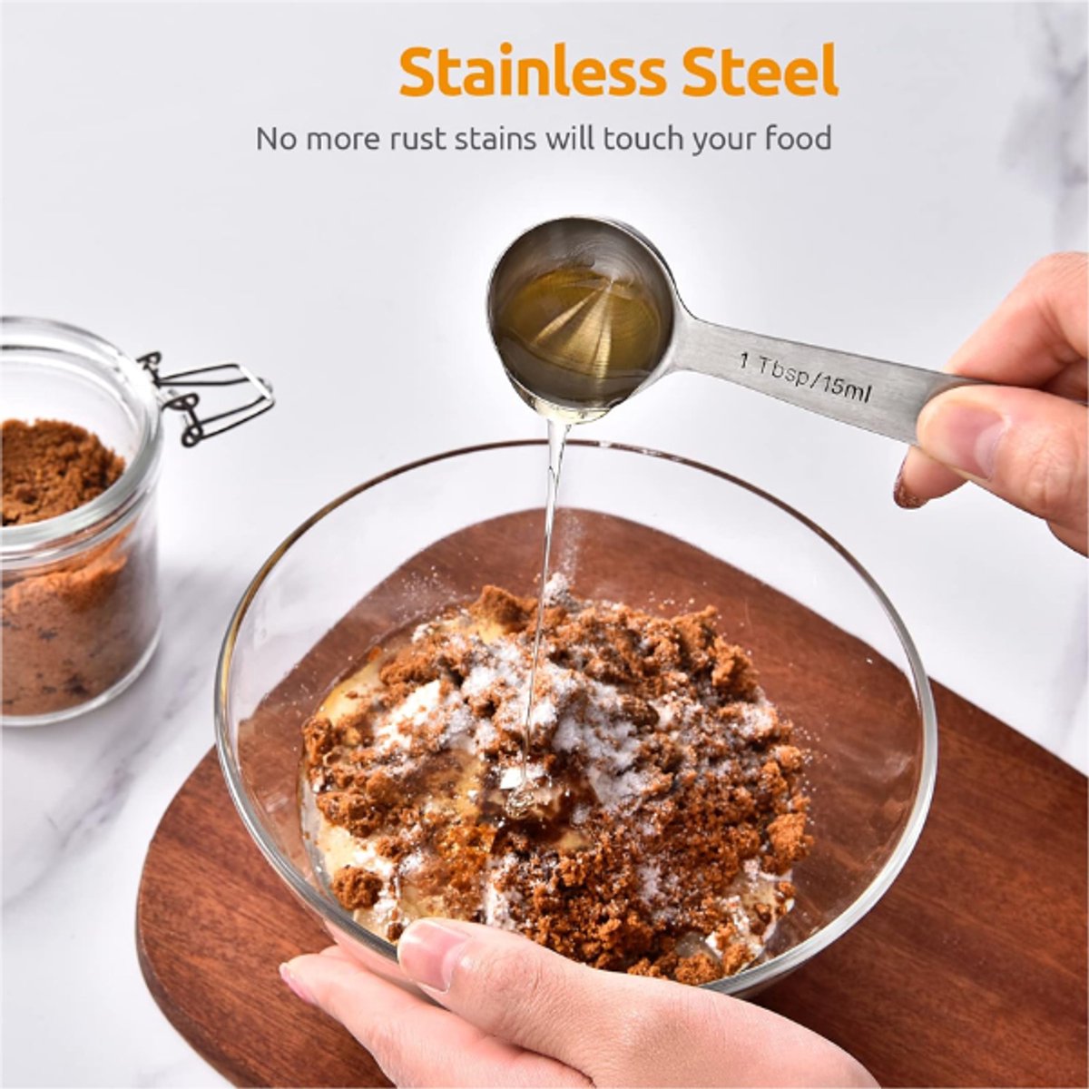 Measuring Spoons Set - 9 Pieces - Measuring Spoons Cups - BPA Free - Measuring Spoons - Measuring Spoons - Gram & ML Weighing - Measuring Spoons - Measuring Cups Spoons - Measuring Spoons - Stainless Steel - Silver - 15ml / 7.5ml / 5ml / 3.75ml / 2.5ml /