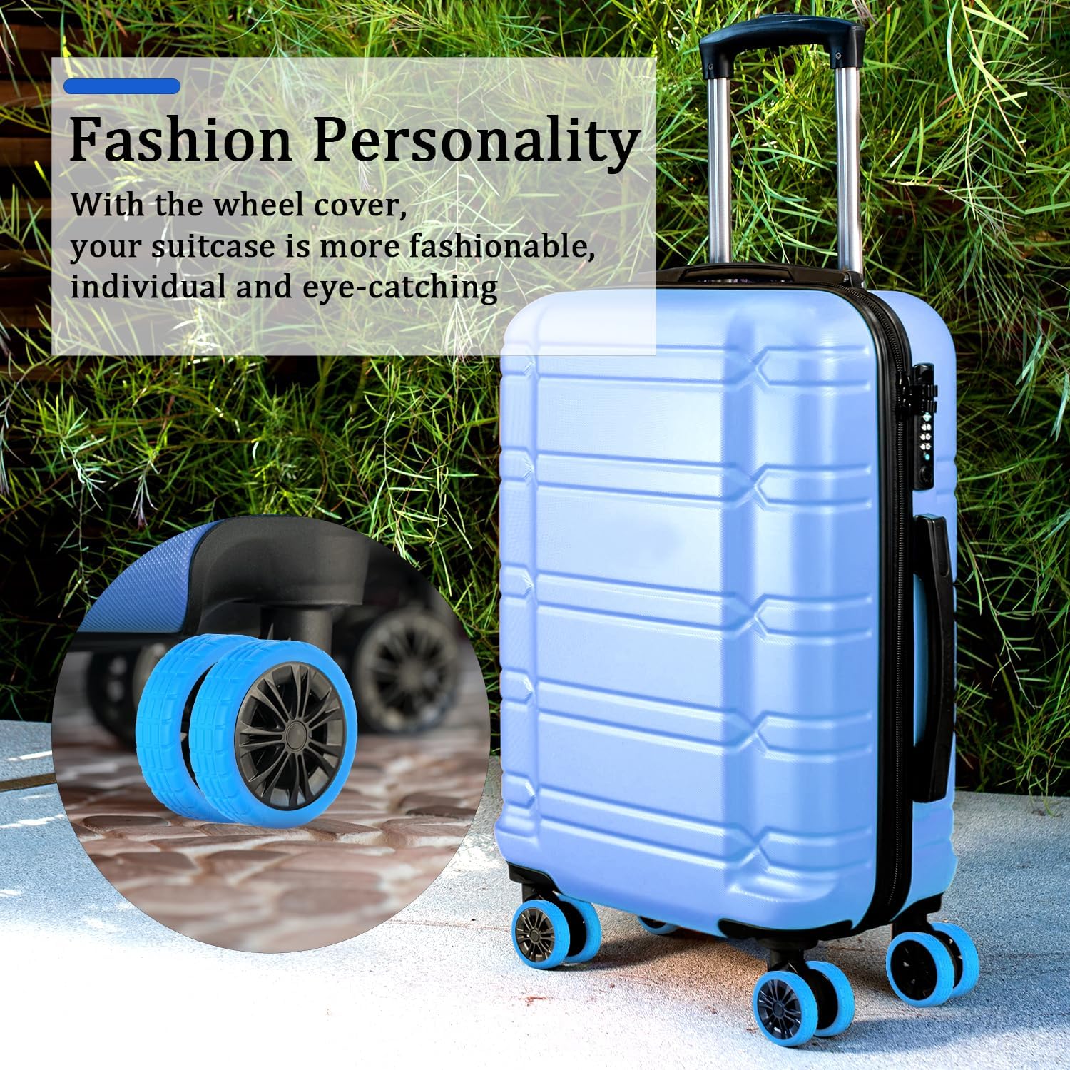 16pcs Luggage Wheel Covers, Portable Luggage Wheel Protector Covers Colorful Silicone Luggage Spinner Wheel Covers Luggage Wheel Accessories for Most 8 Caster Luggage (blue)