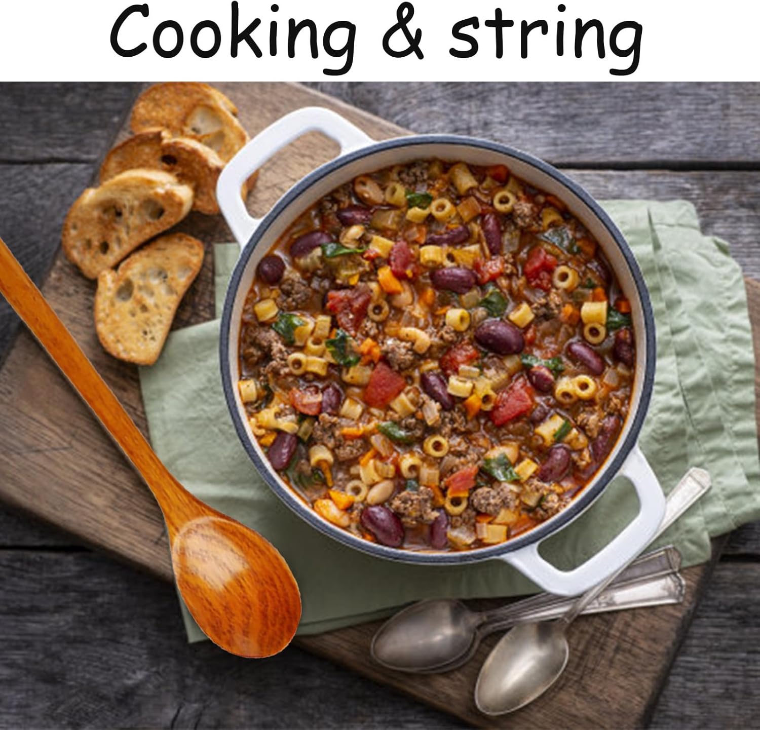 Extra Long Handle Wooden Spoon -19.7 inch Wooden Kitchen Utensils Wood Stirring Wood Soup Cooking Mixing Hardwood Cookware