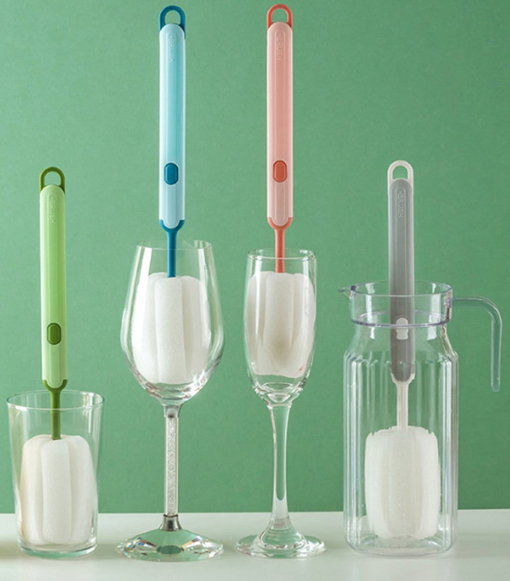 Brush - Detachable sponge brush - Long-handled bottle brush - Suitable for coffee cups, glasses and other kitchen utensils.