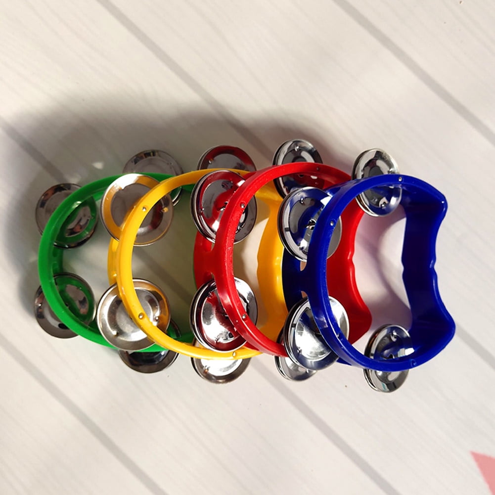 Kotyreds 4pcs Hand Tambourine Drum Bell Metal Jingles Percussion Kids Musical Game Toys One Size Multicolor