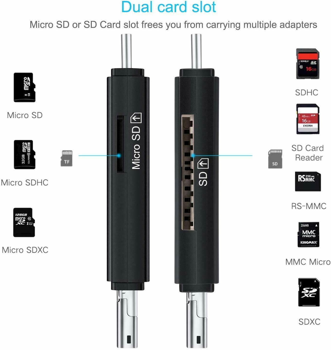 3 in 1 OTG Adapter Multi Function USB 2.0 Flash Drive for Phone External Storage Type-C/Micro USB Adapter for TF/SD Card Reader/Camera/Keyboard/Mouse/U Disk/Printer/Hub Compatible with i0S/Andriod