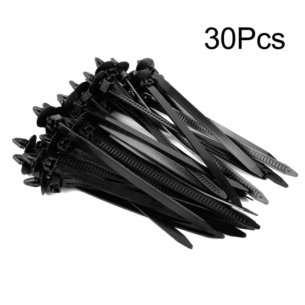 30Pcs Car Auto Cable Ties Strap Push Mount Wire Tie Retainer Clips Clamp Nylon Black Auto Fastener Clip Accessory