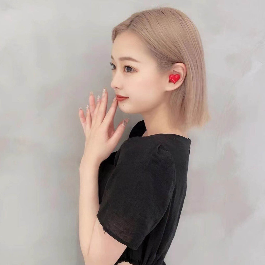 Heart Shaped Earbuds, Stylish Headphones HiFi Stereo Sound Waterproof Bluetooth 5.3 Earphones with Charging Case for Girls Women, Noise Reduction Sports Wireless In Ear Bluetooth Earphones Blue