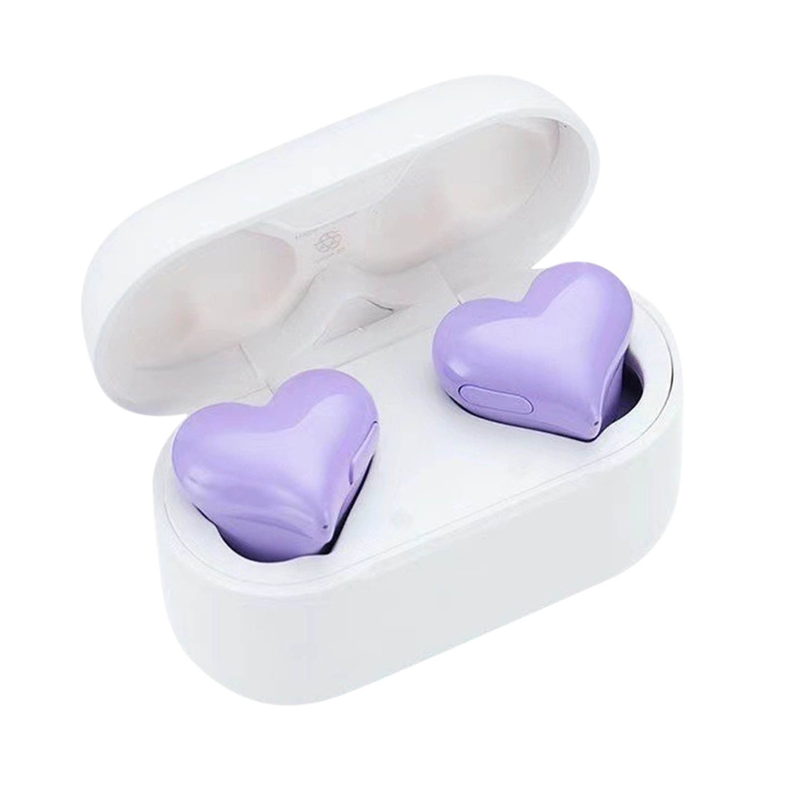 Heart Shaped Earbuds, Stylish Headphones HiFi Stereo Sound Waterproof Bluetooth 5.3 Earphones with Charging Case for Girls Women, Noise Reduction Sports Wireless In Ear Bluetooth Earphones Purple