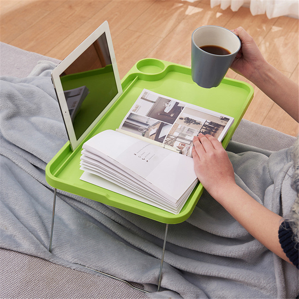 Foldable Lap Desks Laptop Tray for Bed or Couch,Portable Breakfast Serving Tray with Folding Legs, Vuyungers Lightweight Mini Lazy Small Table, Laptop Stand for Working, Reading and Writing Green