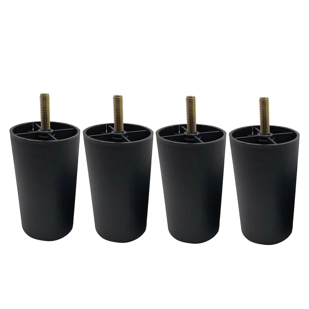 4 Pack 4 Inch Furniture Legs,Plastic Sofa Coach Legs,Round Tapered Feet Sofa Legs,Replacement Furniture Legs,Furniture Accessories,for Sofas Chairs Cabinets Dressers Beds(Black) Black
