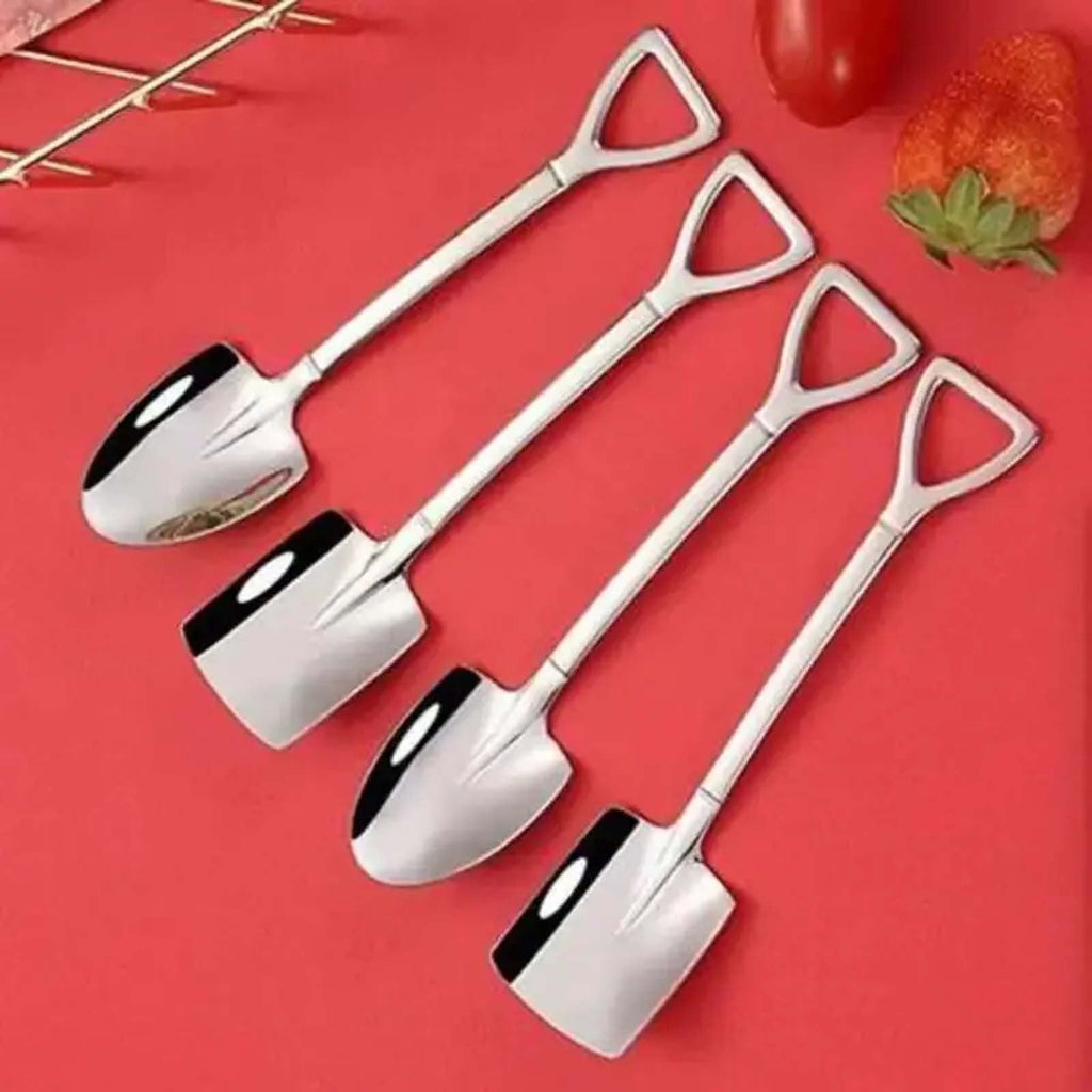 Dessert Spoon, Heavy Duty Shovel Shape Stainless Steel Spoons Ice Cream Fruit Spoon for Home Kitchen or Restaurant, 1 Pcs, 1.34x6.1 1.34" x 6.1" Silver/1 Pcs