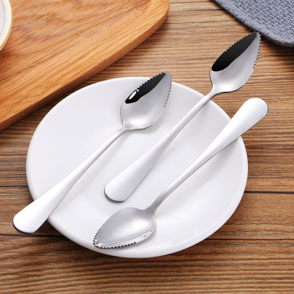2 Pcs Grapefruit Spoons,Serrated Edge Stainless Steel Spoons,Stainless Steel Fruit Spoon,Dessert Spoons,Serrated Edge Spoons For Easily Cut Fruit,Dessert Cheese Vegetables Kitchen Tool 2 PCS