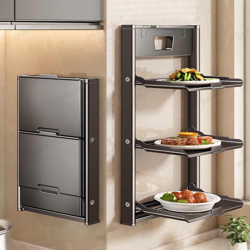 Kitchen Organizer - Kitchen Rack - Etagere - Plate Rack - Countertop Organizer - Kitchen Accessories - Serving Tower - Gourmet Dishes - Vegetable Rack - Storage Rack - Space Saving - Kitchen Utensils - Tapas - BBQ - 3 Tiers - Dark Gray - 1 Piece