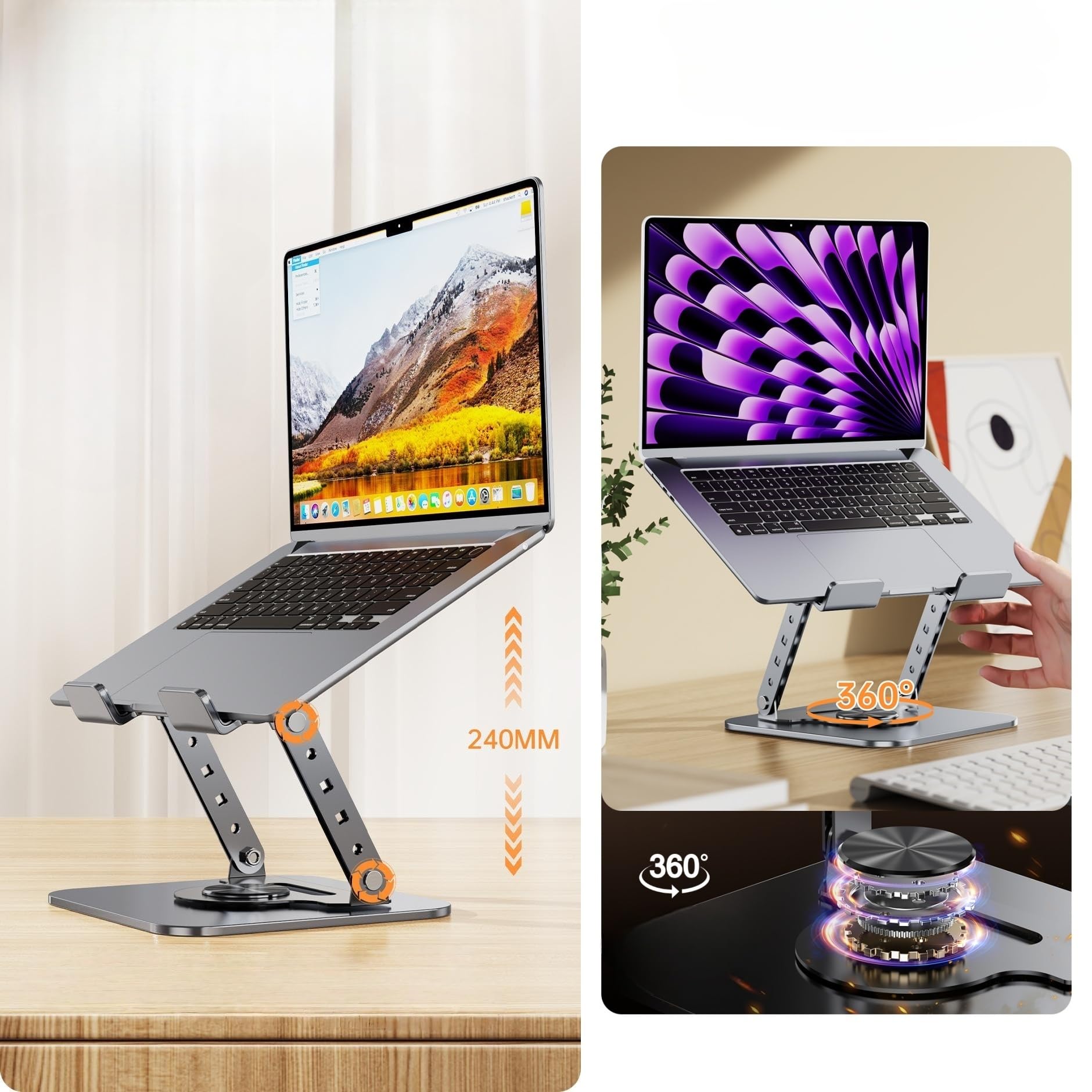 Laptop Stand - Laptop Riser - Desk Accessories - Notebook Stand - Laptop Holder - Office Supplies - Ergonomic Stand - Folding Stand - Laptop Support - Ventilation Stand - Black - 1 piece