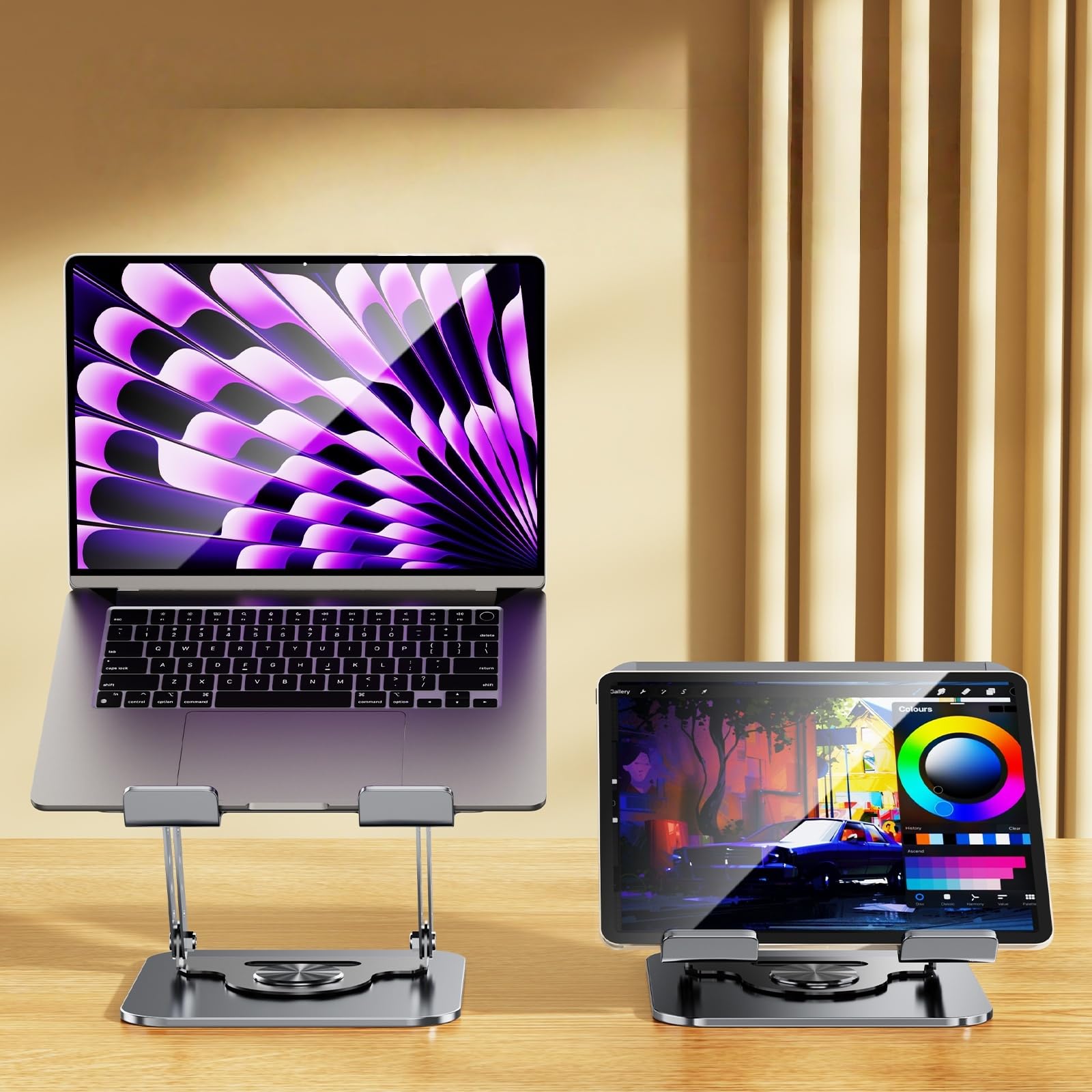 Laptop Stand - Laptop Riser - Desk Accessories - Notebook Stand - Laptop Holder - Office Supplies - Ergonomic Stand - Folding Stand - Laptop Support - Ventilation Stand - Black - 1 piece