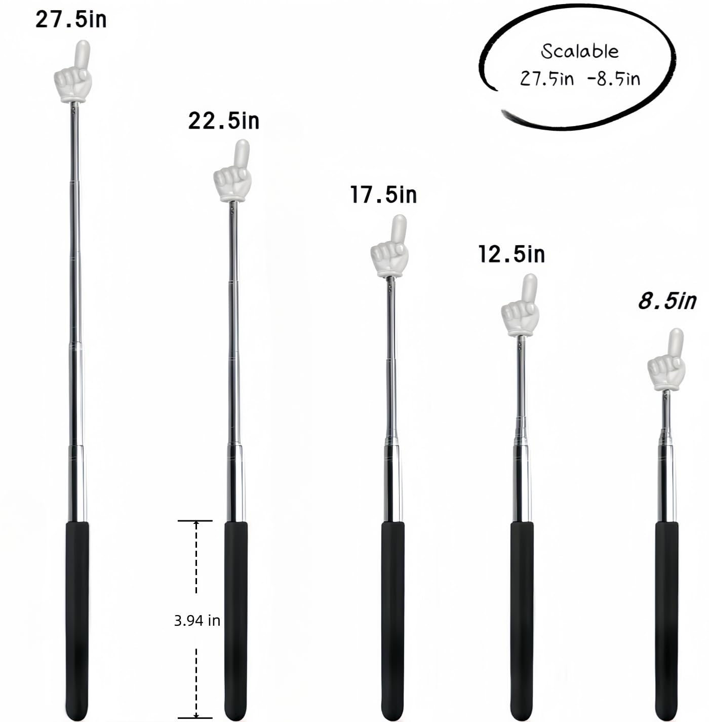 Pointer stick - Presentation pointer - Extendable pointer - Whiteboard accessories - Hand pointer - Blackboard pointer - Teaching materials - Office supplies - Teacher's gift - Digital whiteboard accessories - Pointer stick - 6 colors - 6 pieces