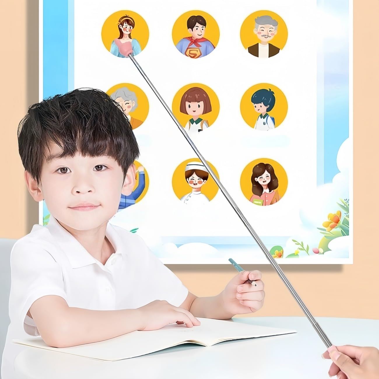 Pointer stick - Presentation pointer - Extendable pointer - Whiteboard accessories - Hand pointer - Blackboard pointer - Teaching materials - Office supplies - Teacher's gift - Digital whiteboard accessories - Pointer stick - 6 colors - 6 pieces