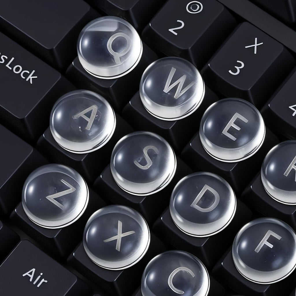 Keyboard Stickers - Typing with Long Nails - 3D Silicone Keycaps - Laptop Accessories - Nail Protectors - Tactile Marking - Keyboard Protection - Anti-Slip Keys - Typewriter Effect - Universal Round Buttons - High Transparency - 72 Pieces