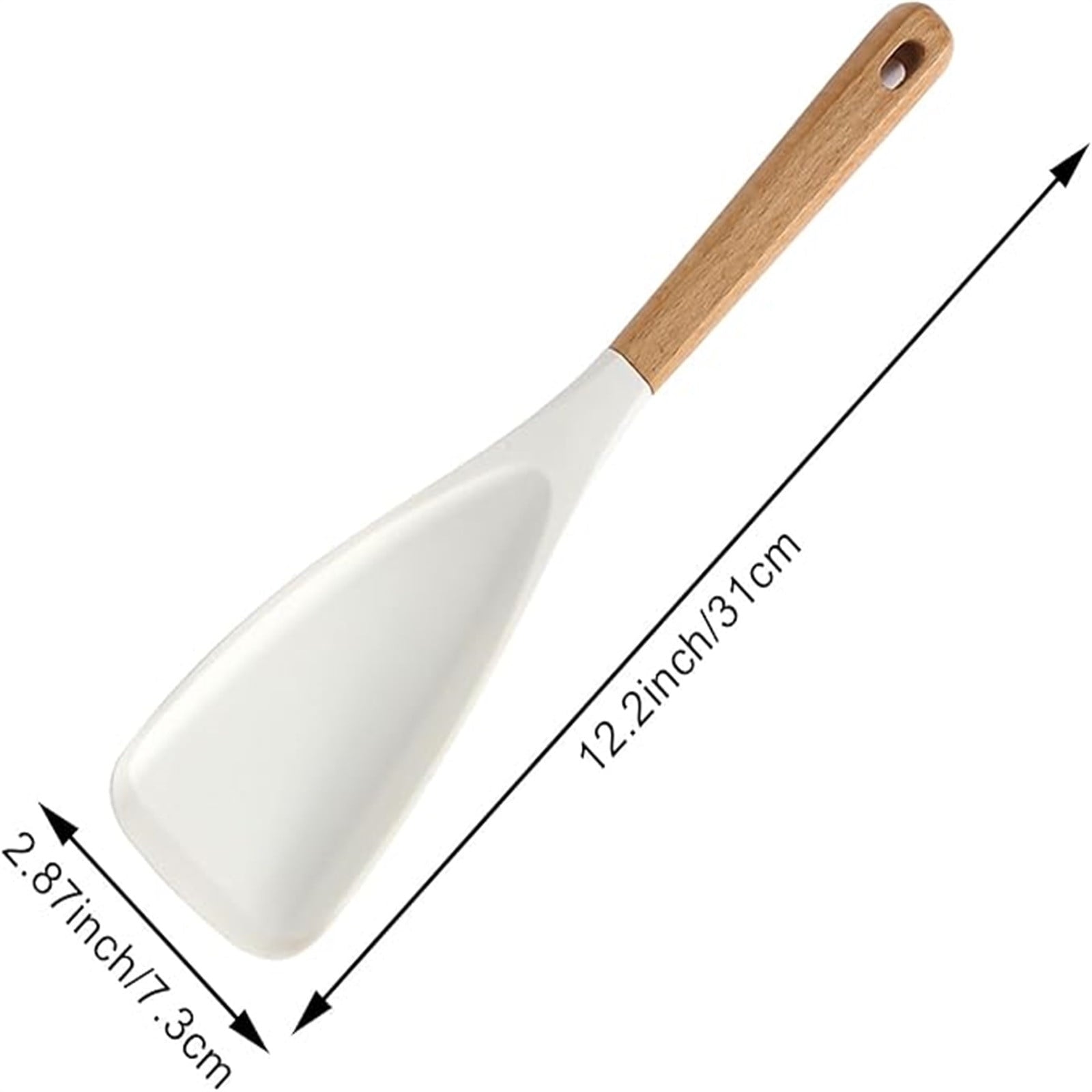 Cooking Spoon for Nonstick Cookwares, Multi-functional Silicone Cooking Shovel with Wooden Handle, Silicone Salad Spatula Kitchen Utensils for Mixing Scrape Black
