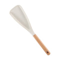 Cooking Spoon for Nonstick Cookwares, Multi-functional Silicone Cooking Shovel with Wooden Handle, Silicone Salad Spatula Kitchen Utensils for Mixing Scrape White