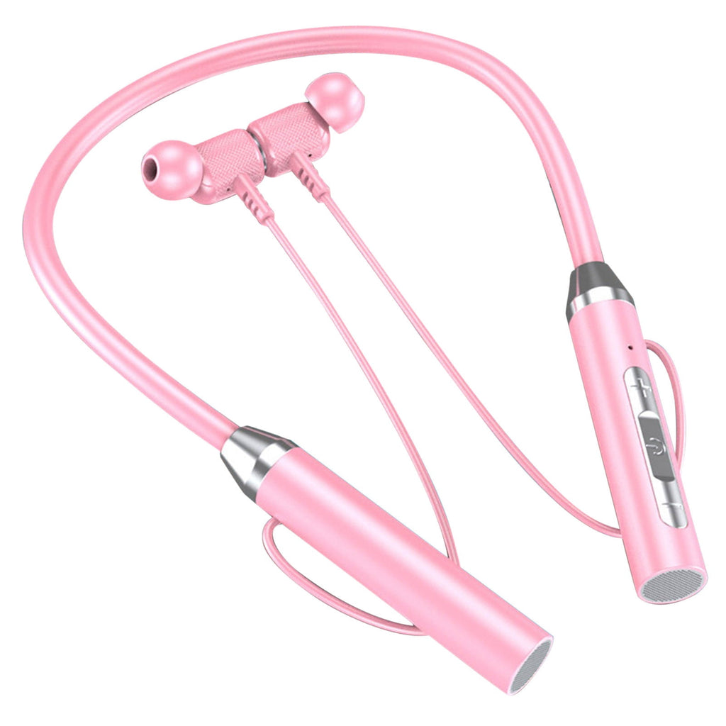Neckband Bluetooth Headphones Wireless Earbuds with Microphone Flashlight Around the Neck Waterproof Sport Headset Noise Cancelling Ear Buds 120H Playtime for Running Cycling Cell Phone Pink