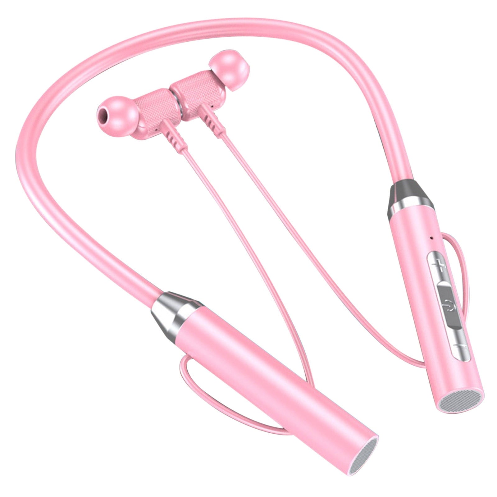 Neckband Bluetooth Headphones Wireless Earbuds with Microphone Flashlight Around the Neck Waterproof Sport Headset Noise Cancelling Ear Buds 120H Playtime for Running Cycling Cell Phone Pink
