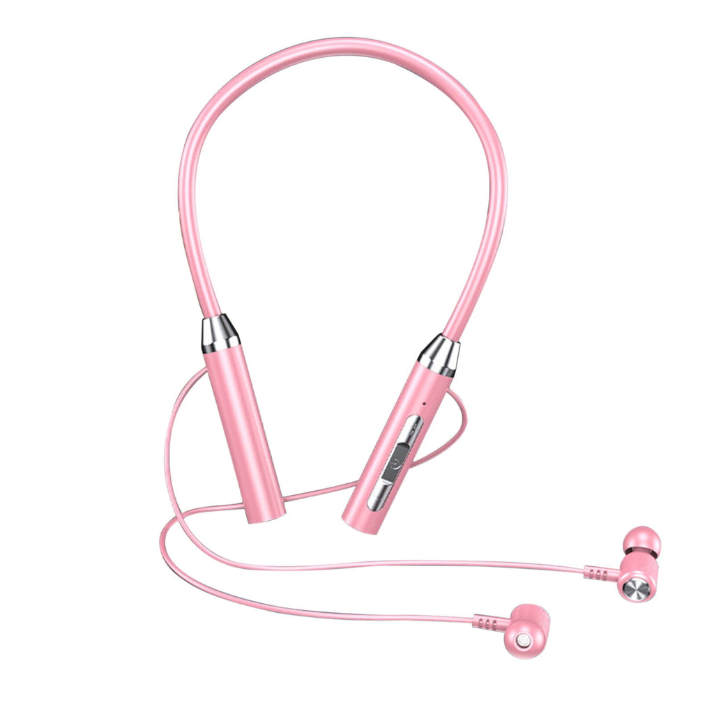Neckband Bluetooth Headphones Wireless Earbuds with Microphone Flashlight Around the Neck Waterproof Sport Headset Noise Cancelling Ear Buds 120H Playtime for Running Cycling Cell Phone Pink