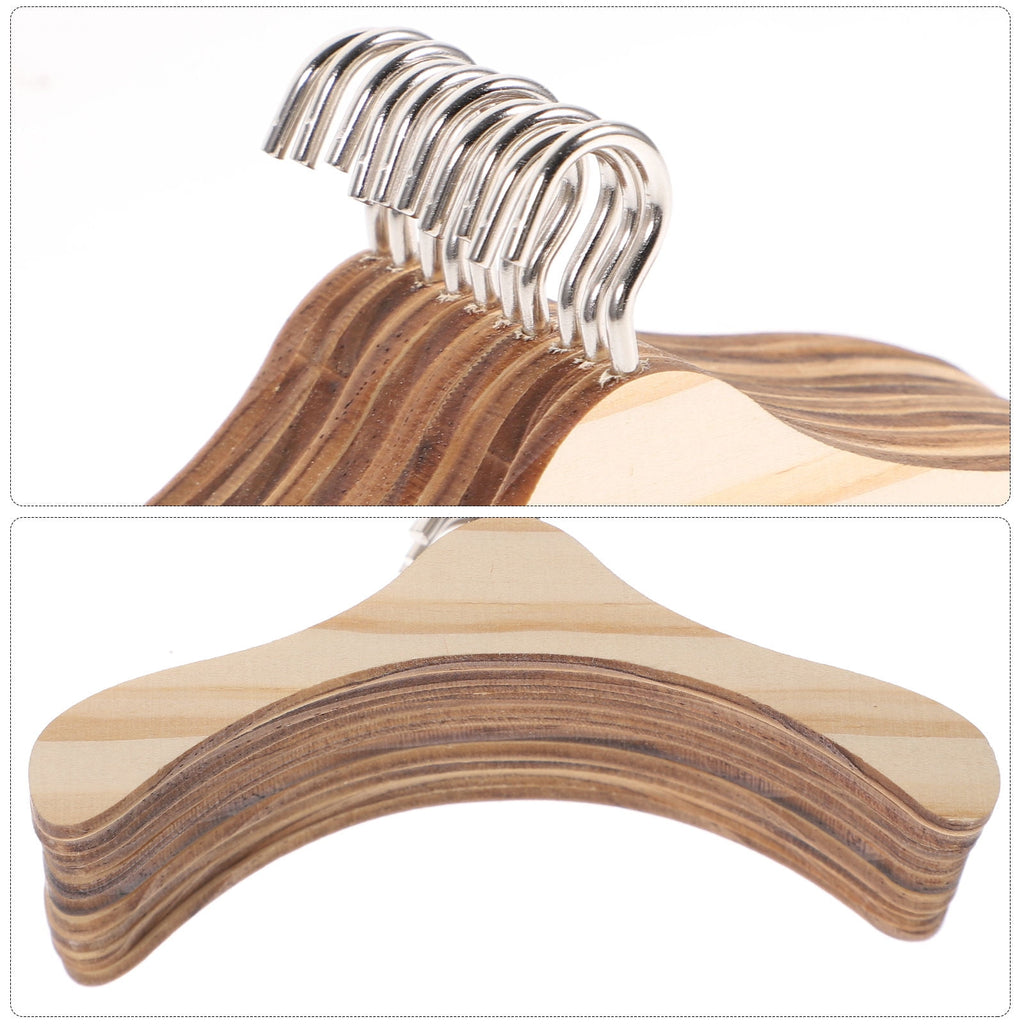 WHAMVOX 10 Pcs Mini Wooden Clothes Rack Hangers Clothing Kids Toys Baby