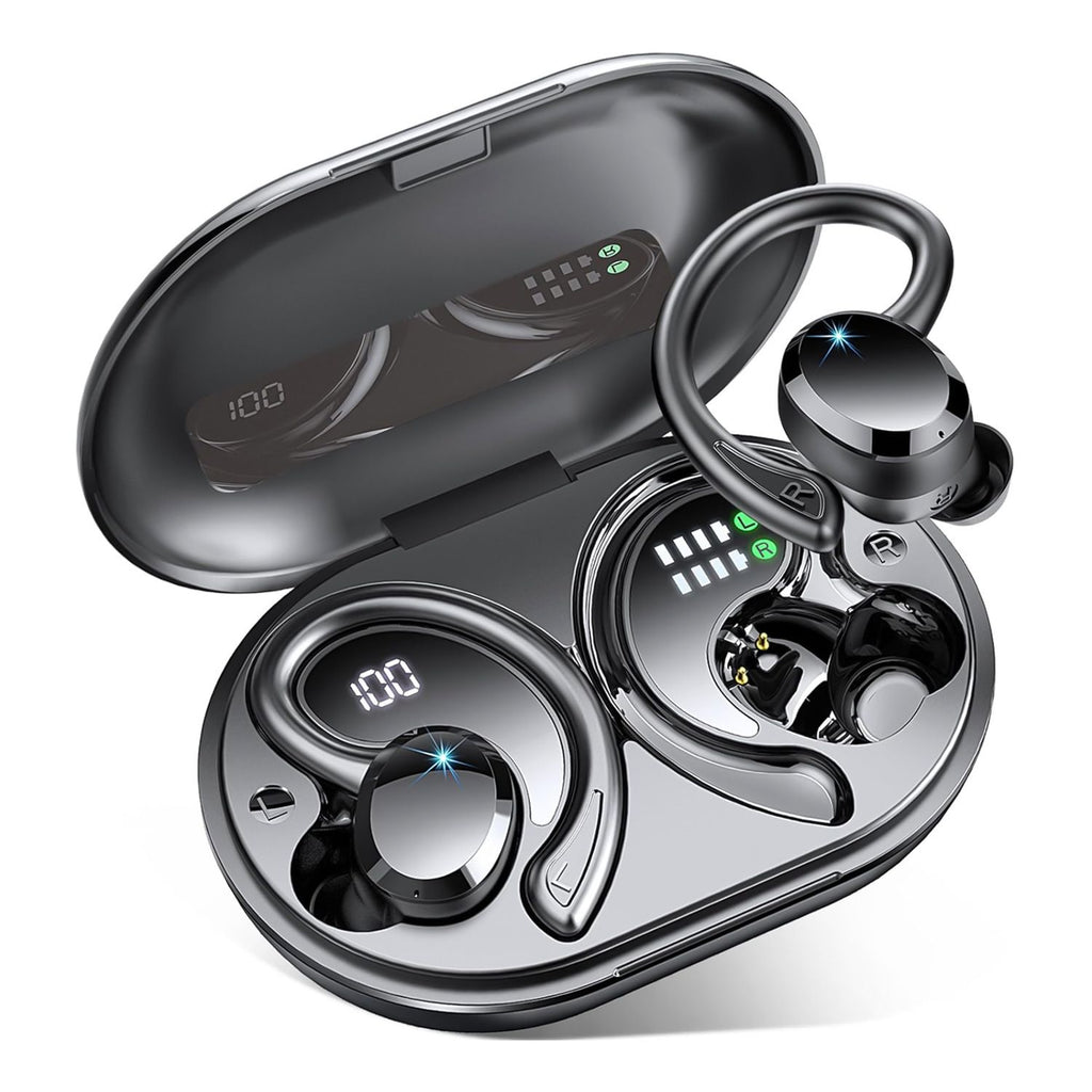 Wireless Earbuds Sport Bluetooth 5.3 Headphones 3D Bass Hi-Fi Stereo Over Ear Buds, 48H Noise Cancelling Headset with Earhook,Earphones Workout Running Gym for Android iOS