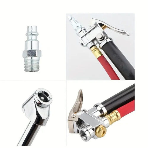 10-120 PSI Heavy Duty Tire Pressure Gauge with Inflator Air Chuck with Pressure Gauge with 4 Way Tool and Valve Cores Air Compressor Attachments Tire Inflator Nozzle for Car Automotive Truck