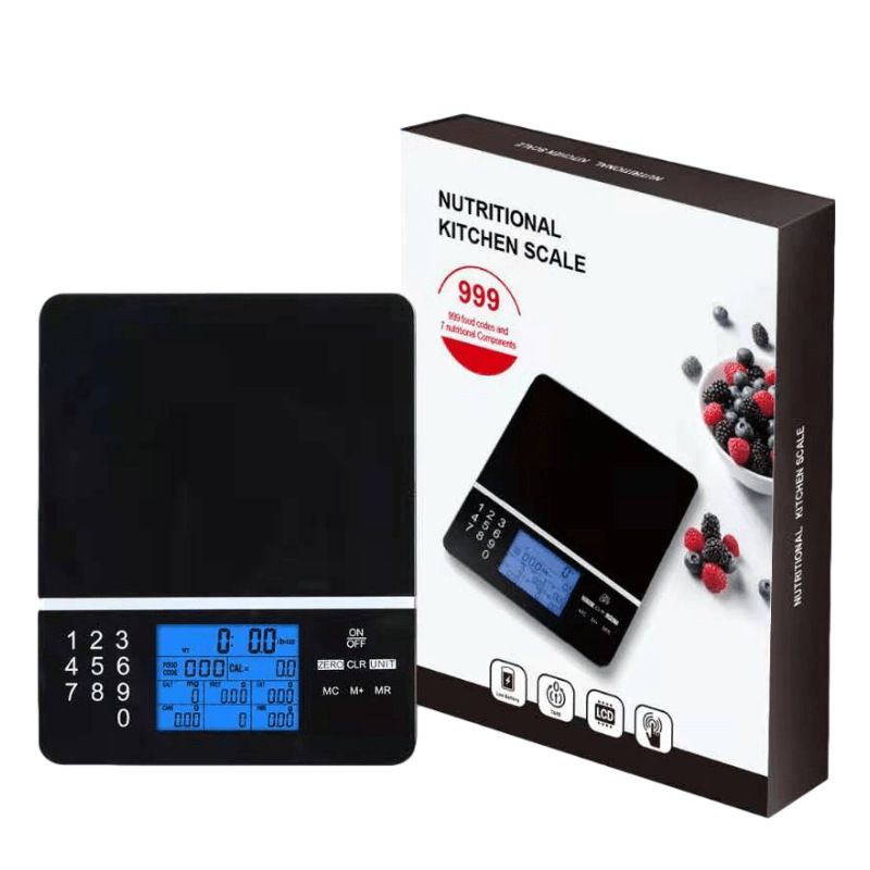 Food Scale with Nutritional Calculator, Kitchen Diet Scale, Digital Food Calorie Counting Scale for Meal Prep, Kitchen, Baking, Weight Loss, Resolution 1g, Max 5kg 11Ib