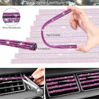 30Piece Bling Car Accessories Set - Universal Fit Steering Wheel Covers, License Plate Frames, Phone Holder, Car Fast Charger, Coasters rose pink