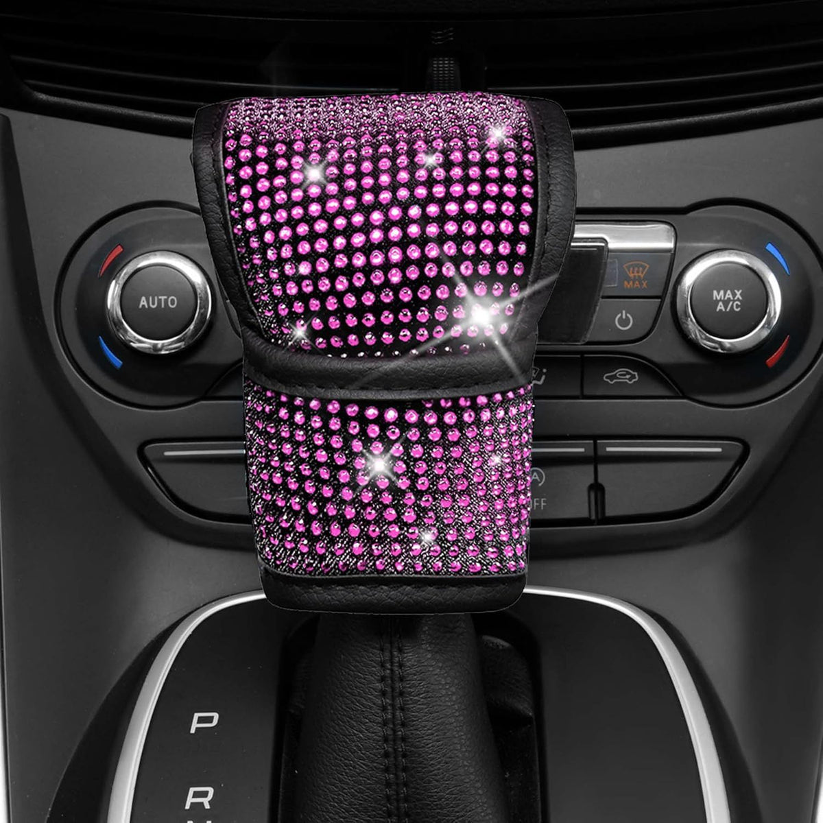 30Piece Bling Car Accessories Set - Universal Fit Steering Wheel Covers, License Plate Frames, Phone Holder, Car Fast Charger, Coasters rose pink