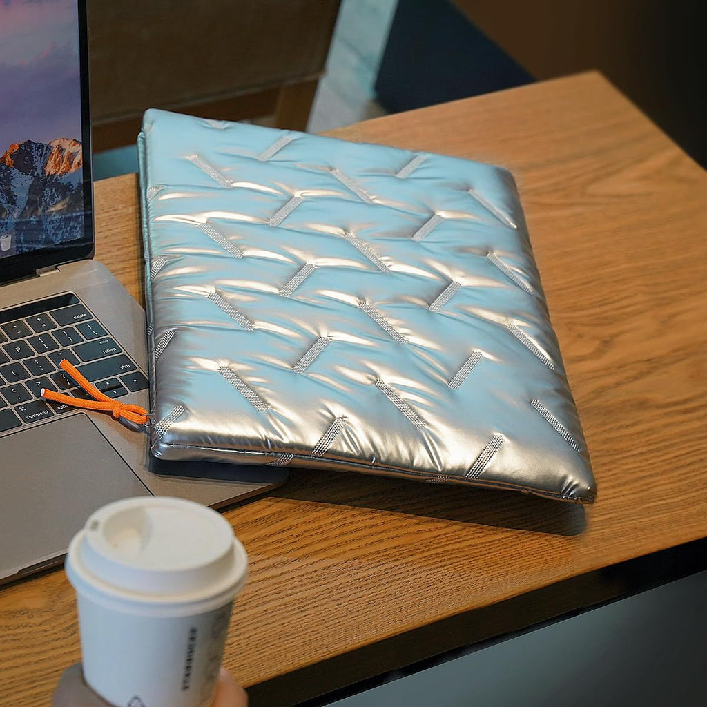 14 inch Slim Laptop Sleeve Case Compatible with 14"  Puffy Laptop Sleeve Large capacity, Silver