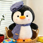 23cm Blue Grid Cute Penguin Plush Toy with Hat, Plush Animal Doll, Cute Penguin Toy, Christmas Gift, Birthday Gift, Home Decoration