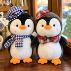 23cm red checkered cute penguin plush toy with hat, plush animal doll, cute penguin toy, Christmas gift, birthday gift, home decoration