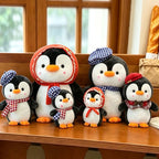 23cm red checkered cute penguin plush toy with hat, plush animal doll, cute penguin toy, Christmas gift, birthday gift, home decoration