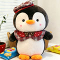 30cm red checkered cute penguin plush toy with hat, plush animal doll, cute penguin toy, Christmas gift, birthday gift, home decoration