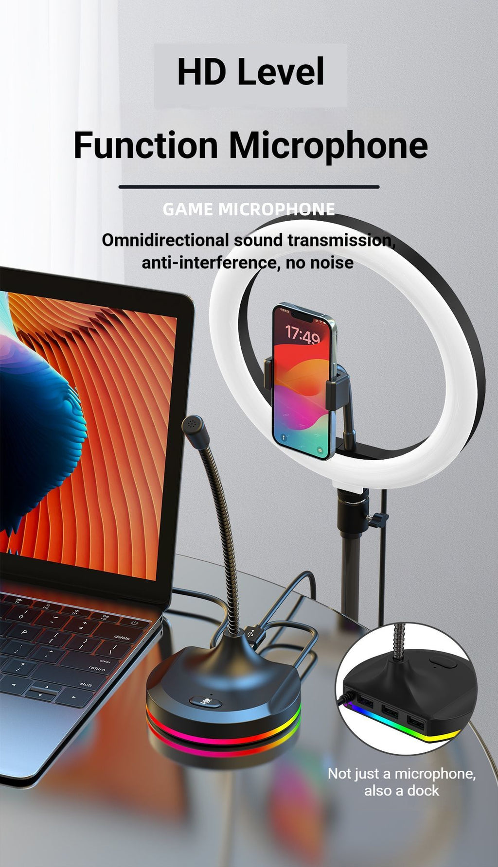 RGB Desktop Microphone Standard Model Black