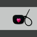 Rose Red Heart on Black Case + Black Wrist Strap AirPods 3