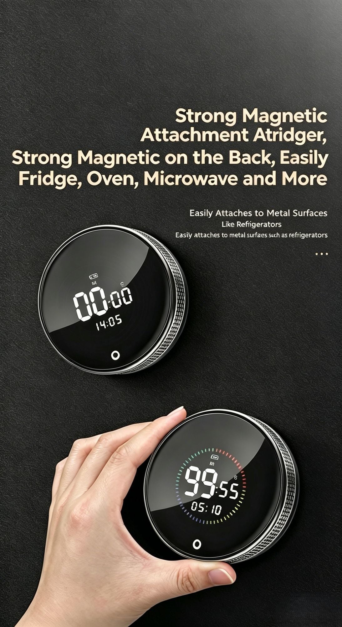 USB Rechargeable Magnetic Rotary Digital Kitchen Timer