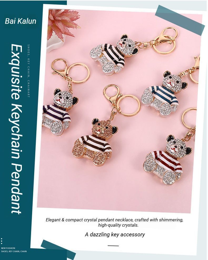 2-Pack Crystal Bear Keychains 04