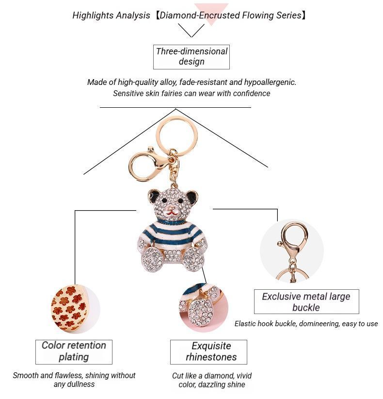 2-Pack Crystal Bear Keychains 04