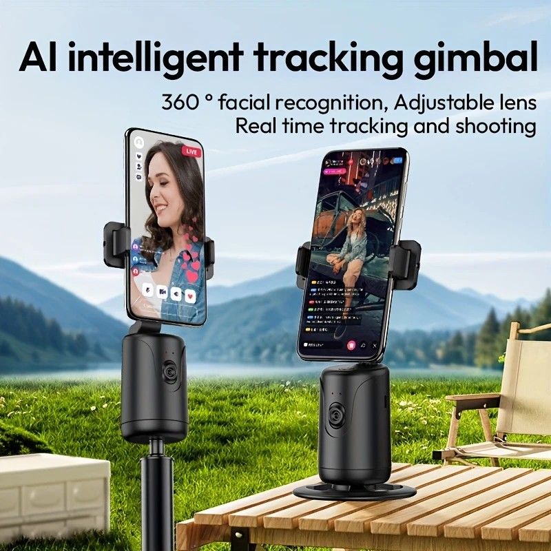 Mobile Cloud Auto-Tracking Smart Magic Stabilizer - AI Facial Recognition Desktop Phone Holder for Live Streaming