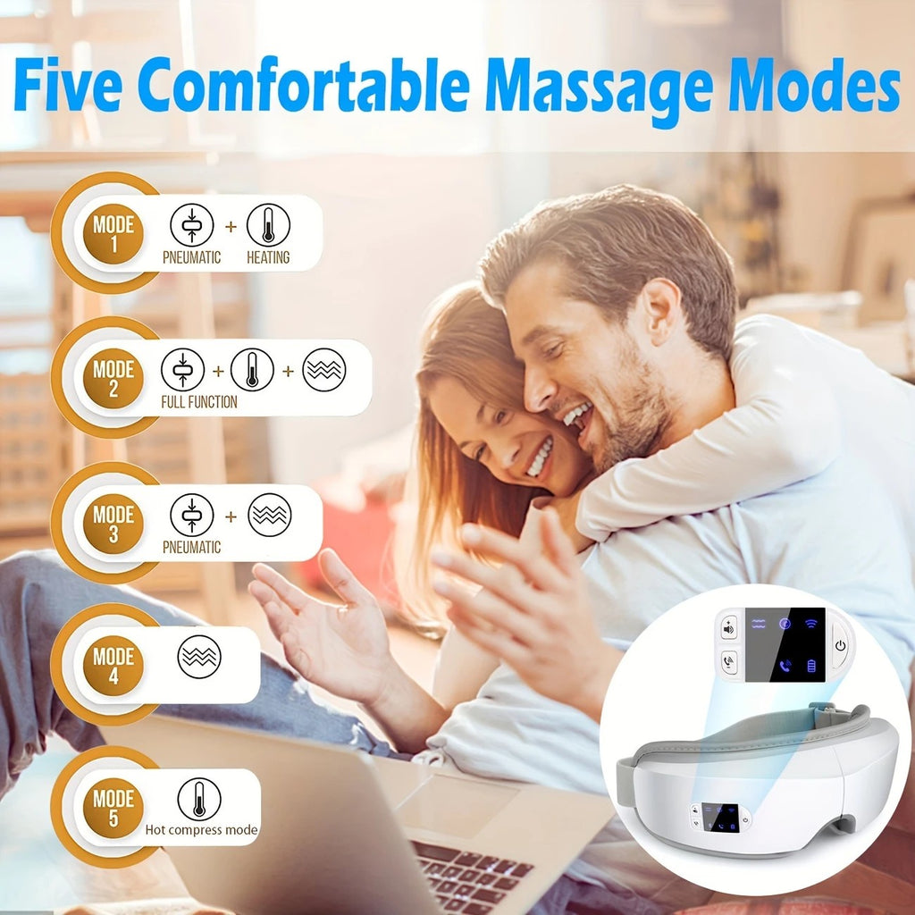 4D Smart Multifunctional Eye Massager with Air Pressure, Vibration, Heating, and Music.
