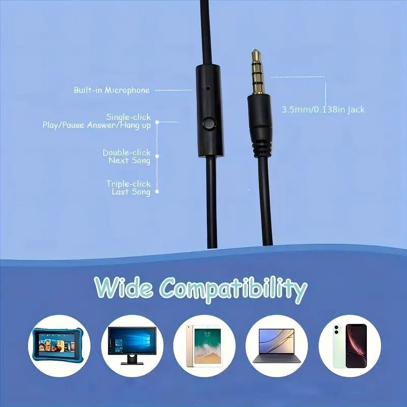 Wired Over-Ear Headset, Portable Folding Heavy Bass Headphones, Built-in Microphone, Compatible with Multiple Devices(Black gold)