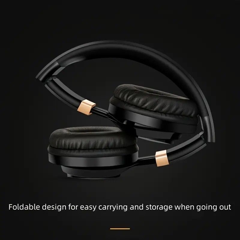 Wired Over-Ear Headset, Portable Folding Heavy Bass Headphones, Built-in Microphone, Compatible with Multiple Devices(black and blue color)