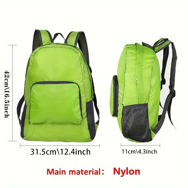Foldable Nylon Backpack – Lightweight, Durable, and Strong Load Capacity, Four-Step Folding Transforms into a Handbag in Seconds, Multi-pocket Organization with Breathable Carrying(blue)