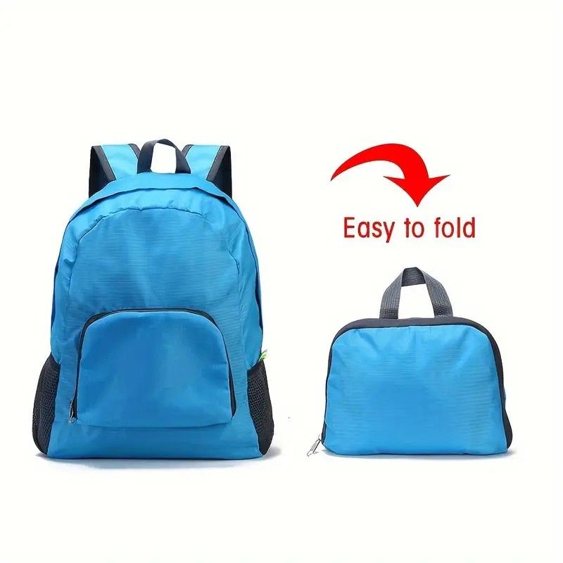Foldable Nylon Backpack – Lightweight, Durable, and Strong Load Capacity, Four-Step Folding Transforms into a Handbag in Seconds, Multi-pocket Organization with Breathable Carrying(rose-carmine)
